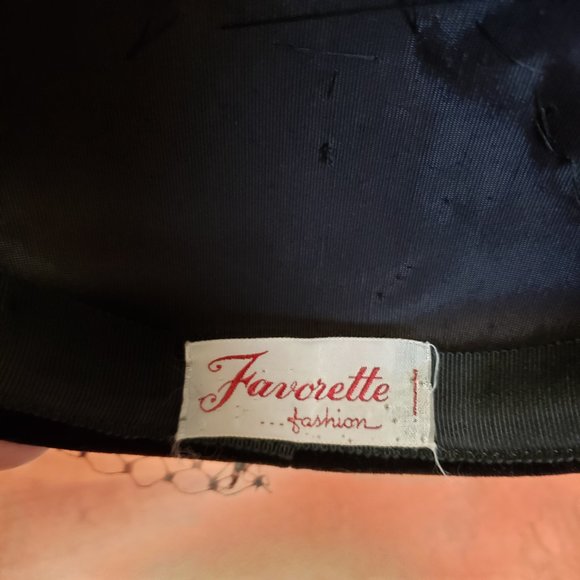 Beautiful Vintage Black Velvet Hat with Red Leaf Cluster on Top main image 14